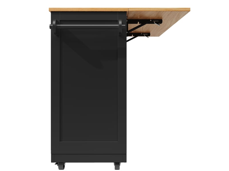  Desserte de cuisine 140 x 40 x 93,5 cm noire en mdf, plateau rabattable, range-bouteilles, rangement mobile  - Conforama E