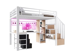 Lit mezzanine 90x200 cm HAVRYA   coloris blanc