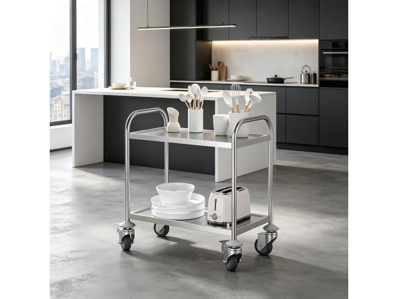  Chariot de cuisine pratique, desserte élégante, chariot multifonction robuste à 2 niveaux  - Conforama D
