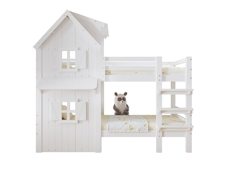  Lit superposé 90x200 cm coloris blanc pin lit enfant blanc - Conforama A