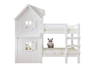 Lit superposé 90x200 cm <strong>MERAX</strong> <strong>lit enfant blanc</strong> coloris blanc