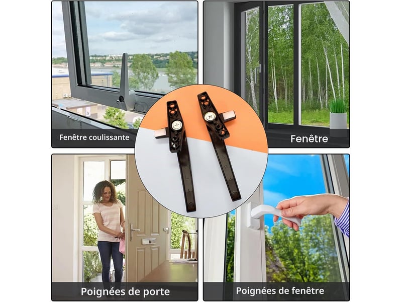  Lot de 2 poignée de fenêtre en alliage d'aluminium, remplacement droite gauche de fenêtre  - Conforama C
