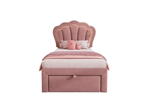 Lit avec rangement 90x200 cm coloris rose