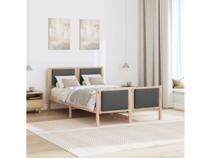  Lit double- lit adulte -  cadre de lit avec tête de lit gris foncé 120 x 190 cm tissu  - Conforama C