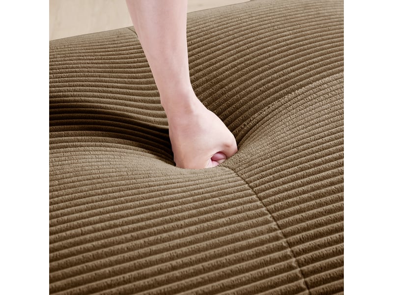  Canapé d'angle 2 places en cordonnet marron, modulable avec chaiselongue et accoudoirs ergonomiques  - Conforama E