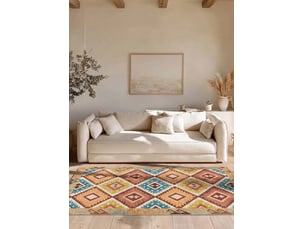 Tapis lavable antidérapant ethnique multicolore, 160 x 230 cm
