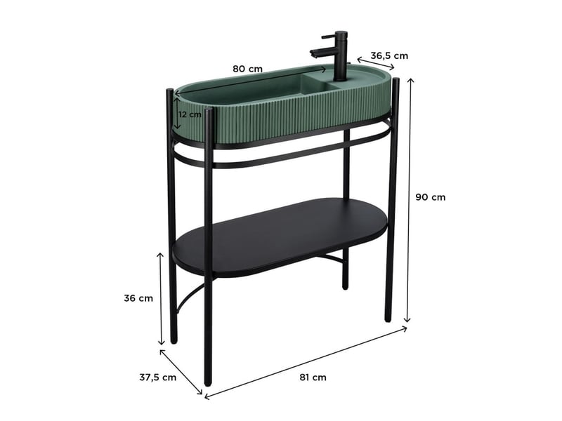  Meuble simple vasque sur pieds lucia 80cm en métal noir et vasque béton MTC 3457 - Conforama C