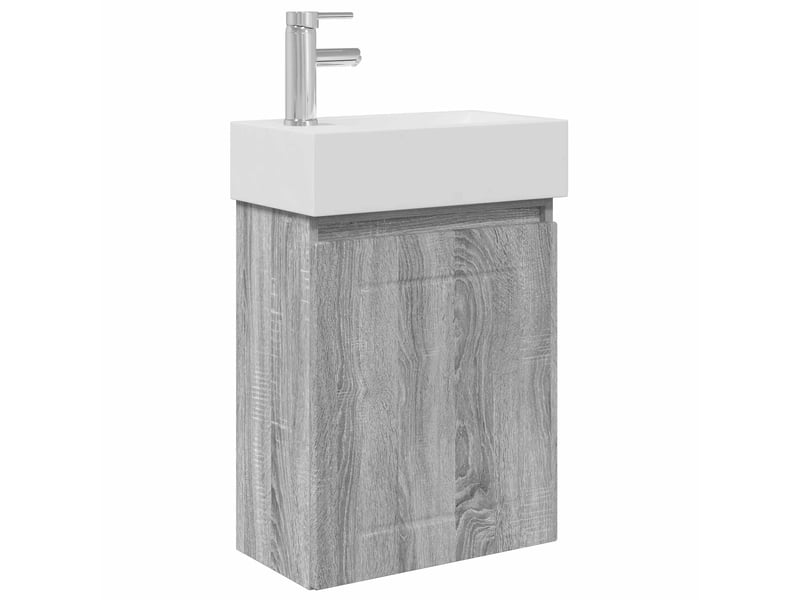  Meuble de rangement salle de bain avec robinet sonoma gris shl832  - Conforama A