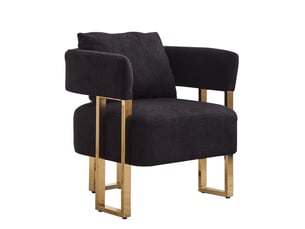 Fauteuil 1 place rembourré avec coussins de tête et lombaire pour salon en velours noir, 68 × 68 × 70 cm