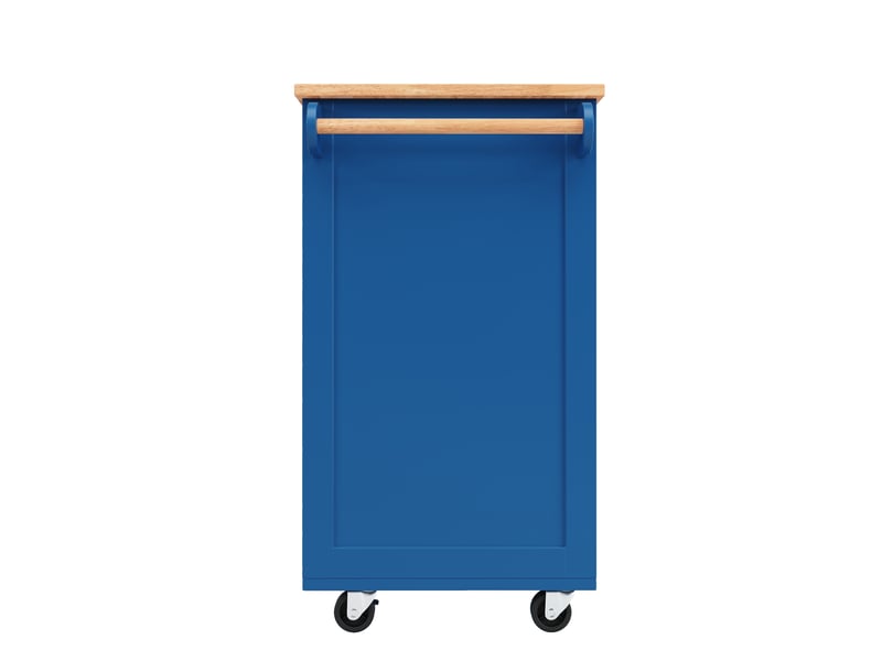  Îlot de cuisine - moderne - bleu - mdf et métal - rangement flexible  - Conforama W