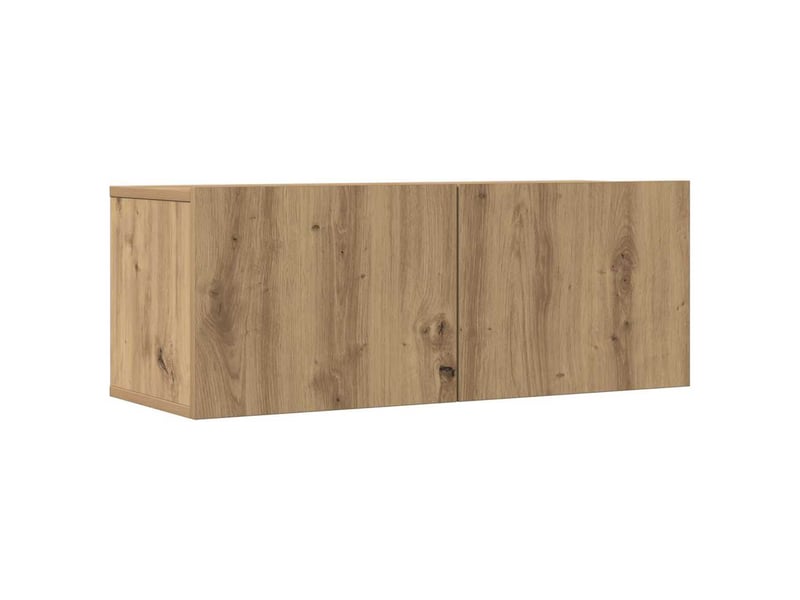  Lot de 2 meuble tv mural, meuble tv suspendu chêne artisanal 80x30x30 cm  - Conforama A