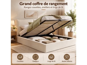 Lit coffre 180x200 cm    coloris beige