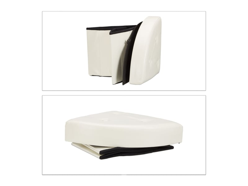  Tabouret de rangement pliable triangle pour salon chambre 38 x 38 x 38 cm assise confortable style contemporain en similicuir gris 13_0008617  - Conforama B
