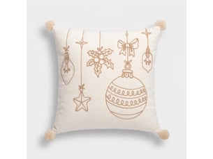 Coussin décoratif brodé déhoussable sylwen - blanc
