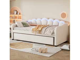 Lit gigogne 90x200 cm OKWISH coloris beige
