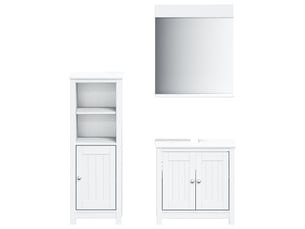 Ensembles de salle de bain, meubles de salle de bain 3 pcs berg blanc bois de pin massif cf64773