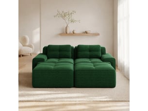 Canapé modulable u,204x177x69 cm,2 places avec ottoman,velours côtelé,vert