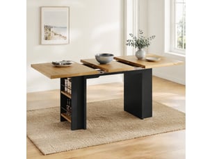 Table à manger extensible, 120x80x75 cm, rallonge intérieure, repas, salle à manger, mdf et bois, coloris bois naturel