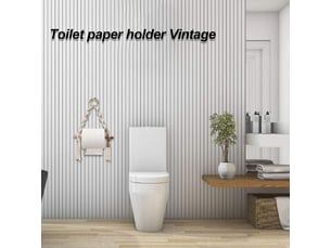 Porte-papier toilette en macramé tissé – pour salle de bain, suspension sans crochet. Design bohème et pratique.