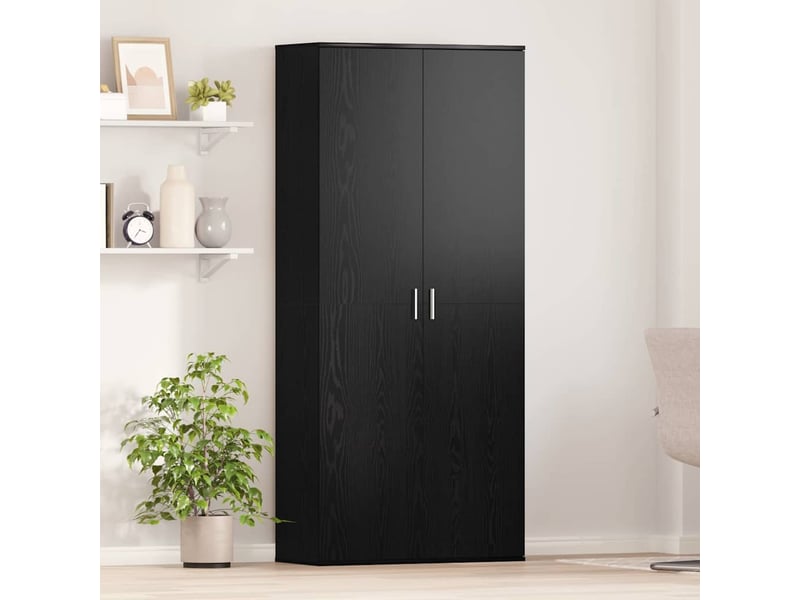  Buffet - bahut - meuble de rangement 80 x 35 x 180 cm bois d'ingénierie chêne noir  - Conforama B