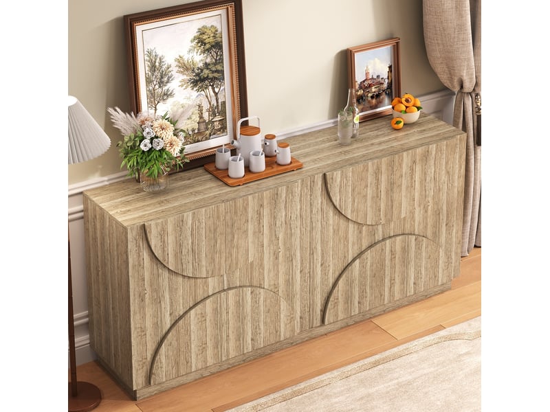  Buffet 4 portes naturel en panneaux de particules 160 x 40 x 80 cm  - Conforama D