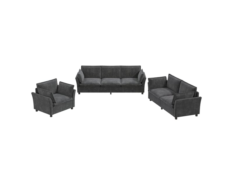 Canapé modulable 3-2-1 tissu chenille gris ensemble salon 6-7 places confort nuage design moderne - Conforama A
