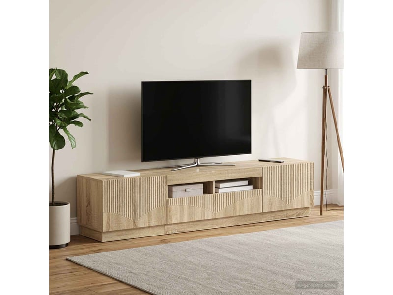  Meuble tv - banc tv - meuble de rangement led hoorn 3 pcs chêne sonoma bois d'ingénierie  - Conforama B