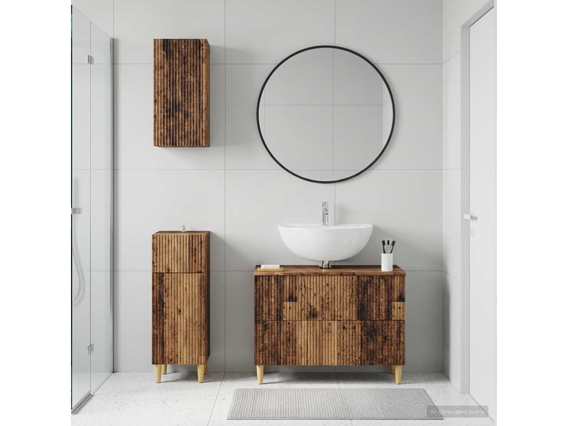  Ensemble de meuble de salle de bain 3 pièces arnhem bois ancien cf63314  - Conforama B