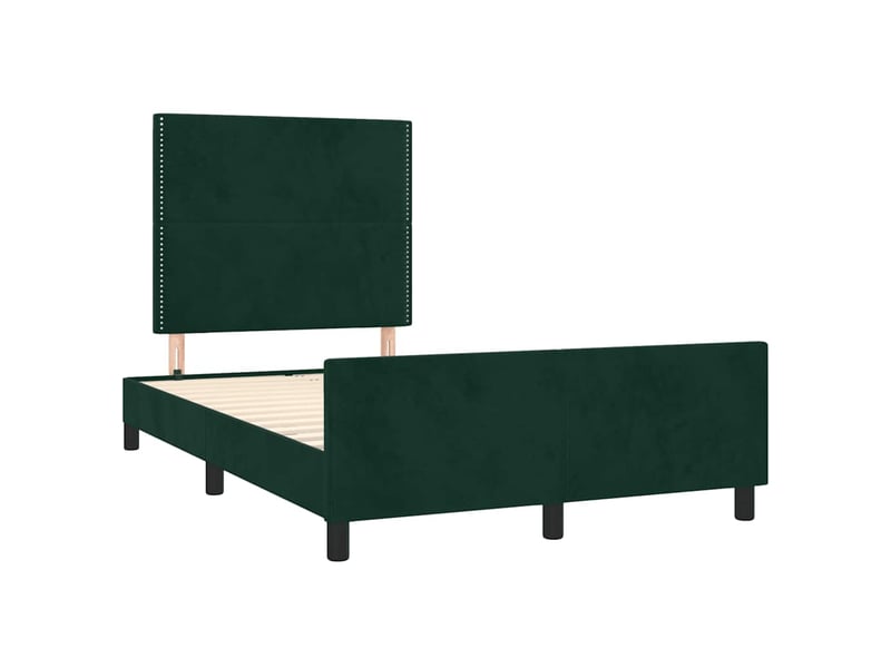  Lit double- lit adulte -  cadre de lit sans matelas vert foncé 120x190 cm velours  - Conforama B