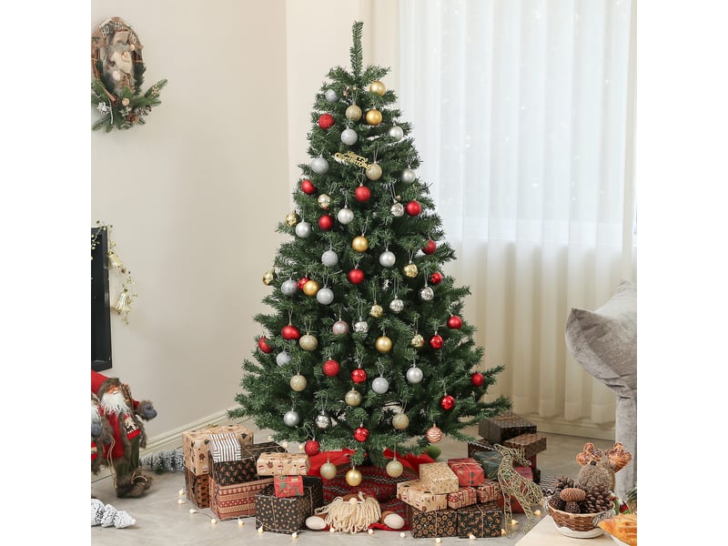  Sapin de noël artificiel arbre de noël 180 cm avec 1 000 branches, ouverture automatique, base en acier, vert  - Conforama B