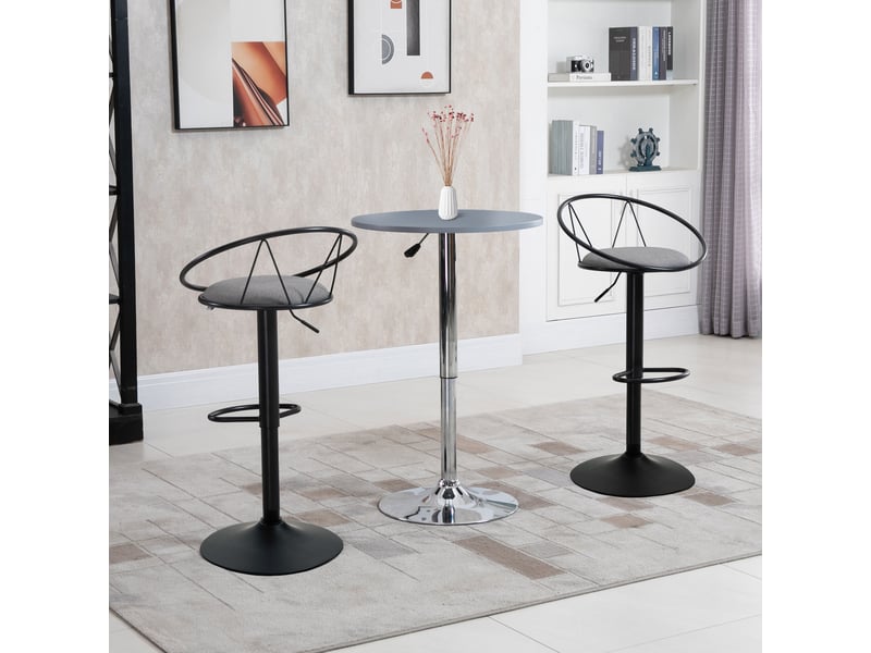 Ensemble de 2 tabourets de bar avec dossier et repose-pieds, hauteur réglable et assise rembourrée, gris  - Conforama C