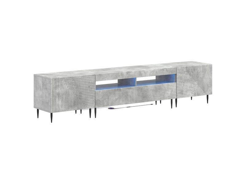  Ensemble de 3 meubles tv led gris béton bois d'ingénierie shl58512  - Conforama A