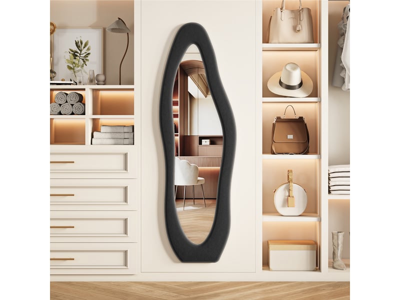  Miroir en pied asymétrique - 160x50 cm - miroir corps entier design moderne - noir  - Conforama B