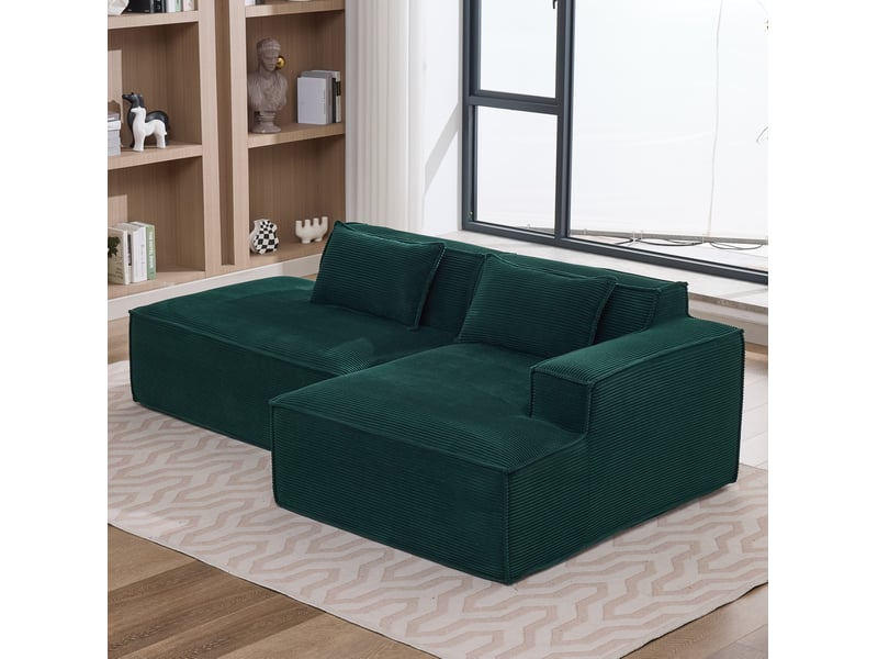  Canapé 2 places ulevr 233 cm en polyester vert émeraude, assise souple à ressorts ensachés et 2 coussins  - Conforama D