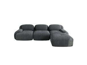Canapé d'angle modulable sans montage – velours gris côtelé, accoudoirs xxl, ergonomique et résistant aux griffes