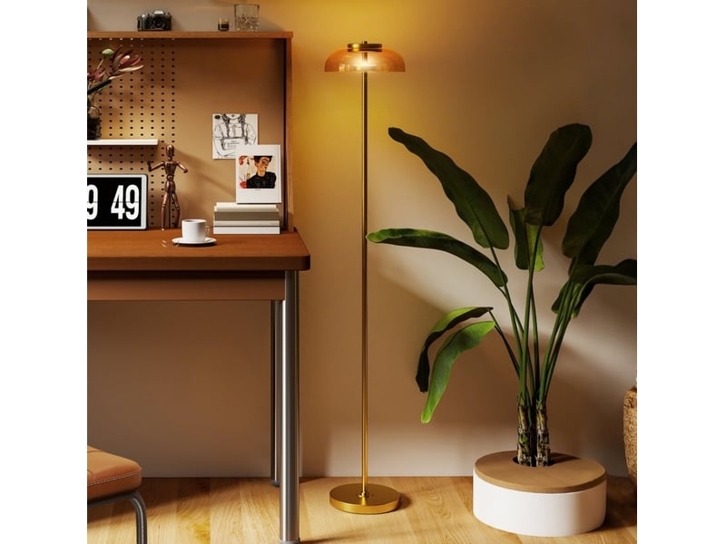  Lampadaire led 25x25x134 cm lumière chaude 3000 k métal laiton antique  - Conforama B
