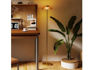 Lampadaire led 25x25x134 cm lumière chaude 3000 k métal laiton antique