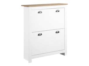 Étagère à chaussures étroite avec 2 tiroirs à rabat et étagère réglable pour 12 paires de chaussures, 79 x 23 x 90,5 cm, blanche