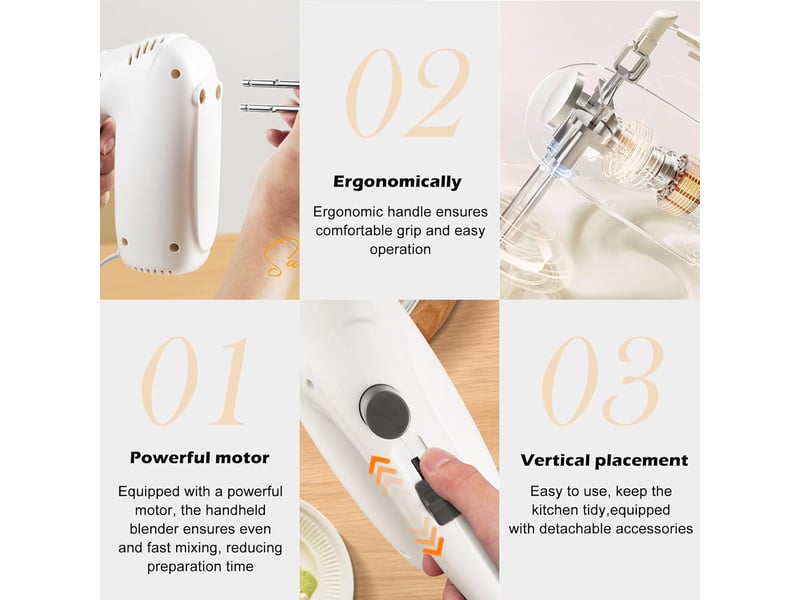  Fouet electrique 200w, batteur electrique 5 vitesses, batteur mixeur avec 4 fouets, batteurs à main pour œufs, crème, pâte, petit no - Conforama D