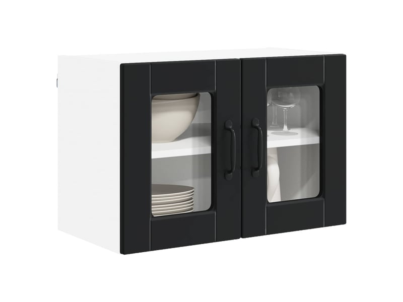  Meuble mural de cuisine, cabinet en verre mural 2 pcs noir bois d'ingénierie shl9901  - Conforama C