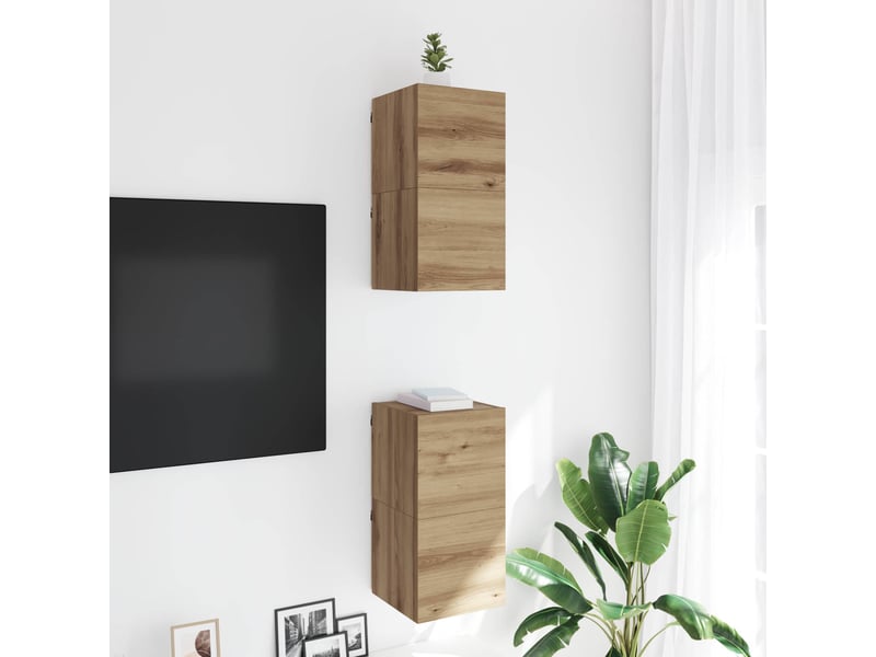  Meuble tv - banc tv - meuble de rangement mural chêne artisanal bois d'ingénierie  - Conforama B