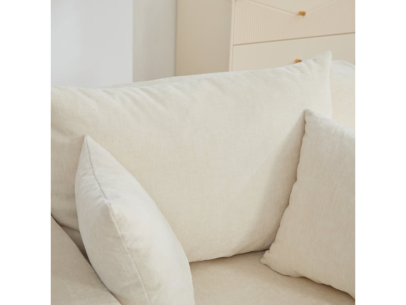  Méridienne canapé modulable en tissu chenille beige avec fonction chaise longue et coussin inclus  - Conforama R