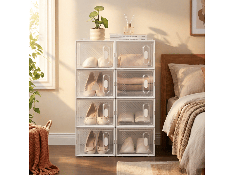  Boîtes rangement modèle modular, 8 pièces empilables, chaussures, livres, jouets, placard, salle bain  - Conforama D