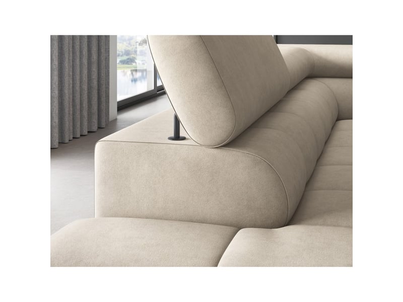  Canapé ferrum beige convertible 5 places angle gauche rangement intégré 276x93x200cm  - Conforama C