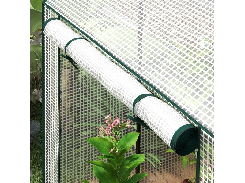  Serre de jardin 100 x 80 x 150 cm – blanche – deux portes et quatre aérations latérales en pe renforcé  - Conforama D