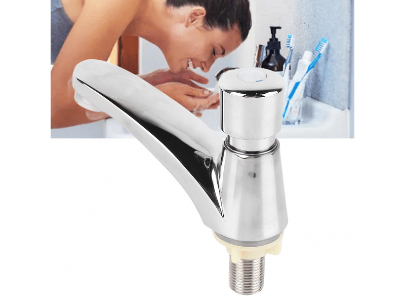  Robinet de cuisine temporisé à fermeture automatique en laiton - robinet évier froid simple pour salle de bain,hôtel et usage domestique  - Conforama E
