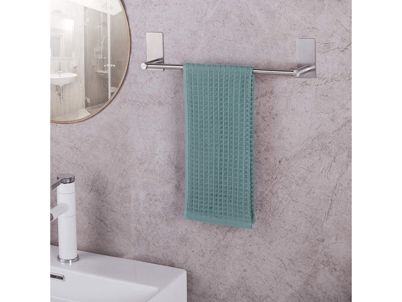  Porte-serviettes mural adhésif en acier inoxydable, 30 cm, finition argent mat  - Conforama C