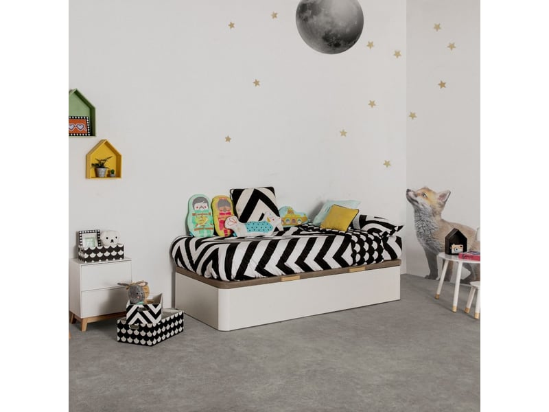 Lit coffre relevable latéral aggloméré blanc 105x190cm MUNEOCT105x190cm - Conforama B