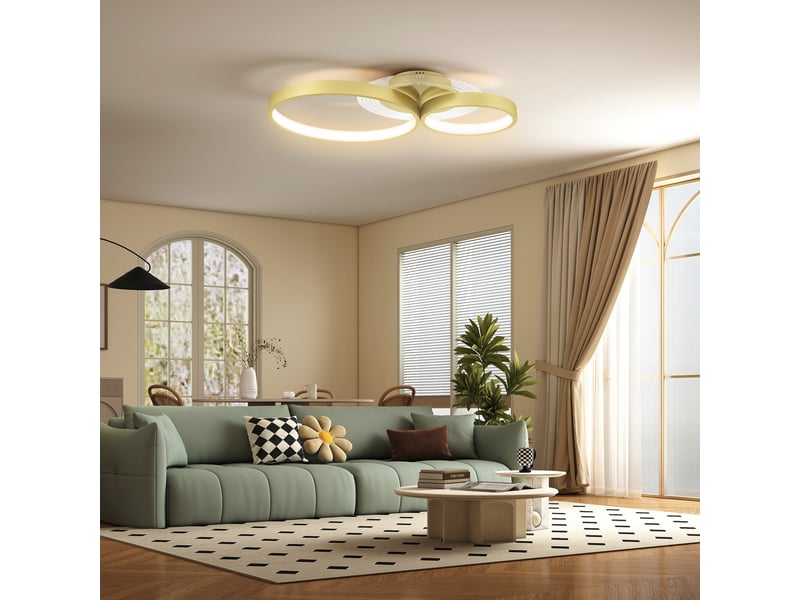  Plafonnier led 40 w, 3000 k4000 k6500 k, pour chambre, salon, cuisine, salle à manger, couleur or  - Conforama C