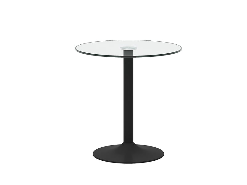  Table de bar ronde 89 cm avec plateau en verre trempé - lpospi - pied métallique stable verre métal noir transparent 89 cm × 92 cm  - Conforama A